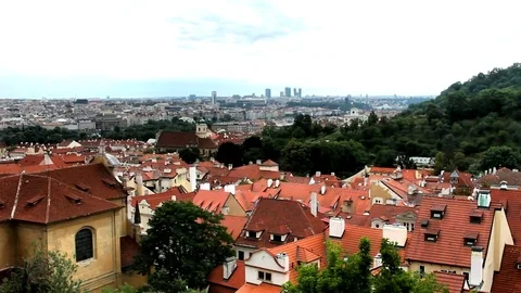 Old Town architecture with red roofs in Prague , Czech Republic. Stock Footage 84740647