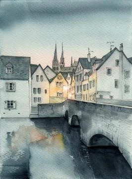 Old town bridge Illustrazione stock