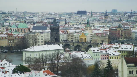 Old Town Bridge Tower and other buildings Stock Footage 217366874