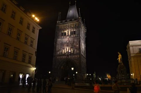 Old Town Bridge Tower 库存照片