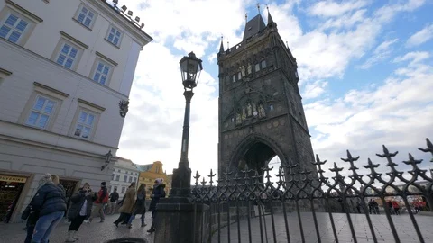 The Old town bridge tower view from Stare Mesto, Prague, Czech Republic Video stock 86331858