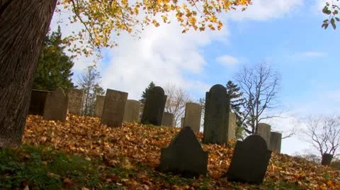 Old Town Cemetery on Cape Cod 2 Stock Footage 8913086
