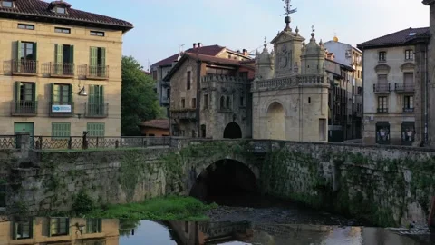 Old town center in Durango Spain, aerial view Stock Footage 190367271