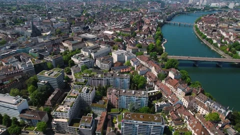 The old town of the city Basel Vídeo Stock 308298071