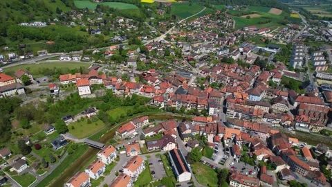 The old town of the city Moudon Vídeos de archivo 308397798