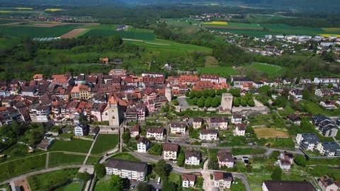 The old town of the city Orbe Stock Footage 308320355