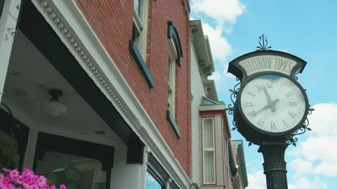 Old town clock Stock Footage 92836053