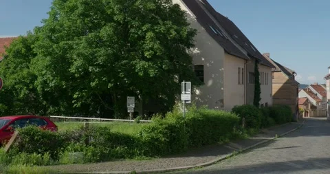 Old town cobblestone road panning in Blankenburg city and village impressions Stock Footage 276351637