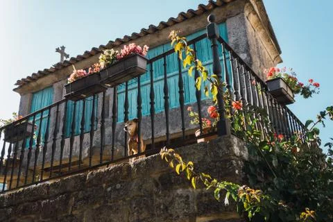 The old town of Combarro has the largest collection of horreos Stock Photos
