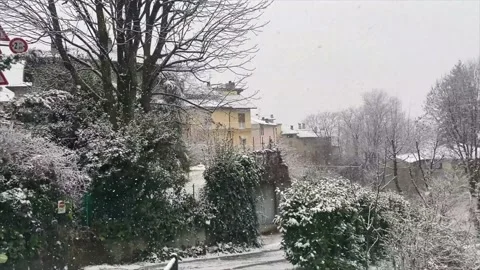 Old town covered by snow Stock Footage 234144089