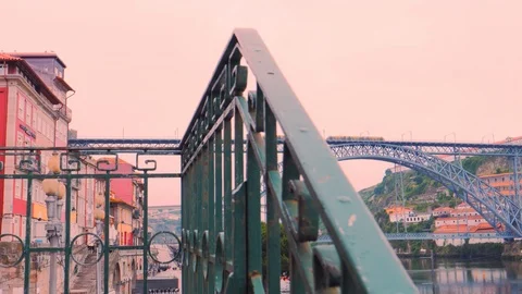 Old town with Douro river and bridge view in Porto, Portugal Stock Footage 107415059