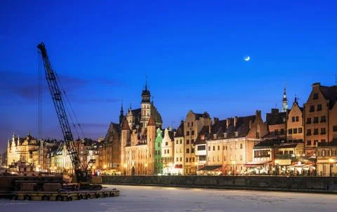 The old town in Gdansk at night Stock Photos