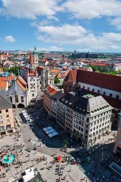 The old Town Hall on the east side of Marienplatz Square. Munich, Germany Stock Photos