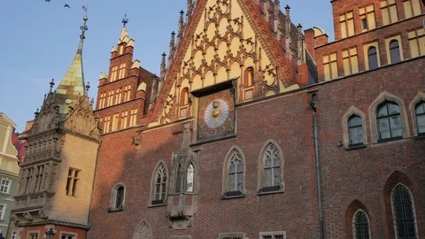 Old Town Hall in the middle of Wrocław's Central Market. Stock Footage 77201905