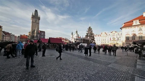 OLD TOWN HALL SQUARE PRAGUE CHEQUE REPUBLIC Stock Footage 83437935