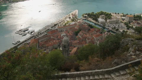 Old town Kotor from above Stock Footage 136467933