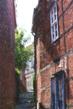 Old Town lane Stock Illustration