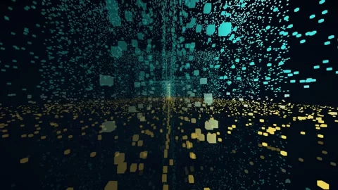 Old town lane night scan teal gold point cloud heritage street survey Stock-Footage 343118788