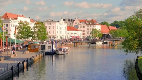 Old Town Lubeck at sunset Stock Footage 77317435