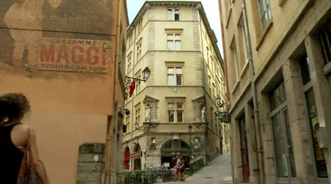 Old town - Lyon France Stock Footage 22902853