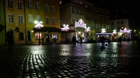Old Town at night Stock Footage