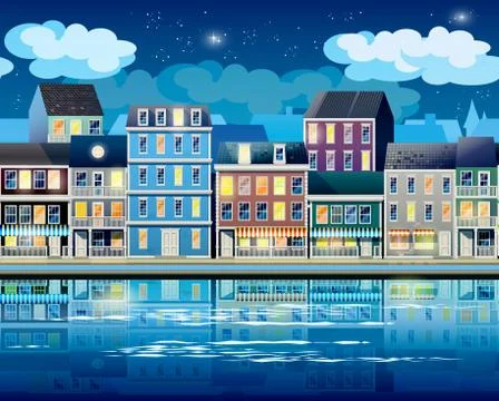 Old Town at night Stock Illustration