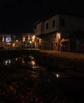 Old town at night Stockfoto's