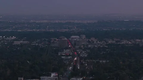 Old Town Pasadena from Altadena at Twilight Stock Footage 317990865