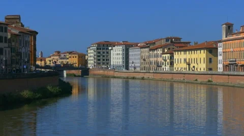 Old Town of pisa at the Arno river, Italy Stock Footage 56477480