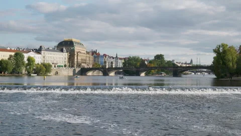 Old town prague from the boat  Stock Footage 253404924
