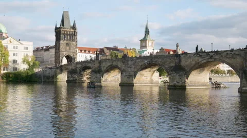Old town prague from the boat  Stock Footage 253406361