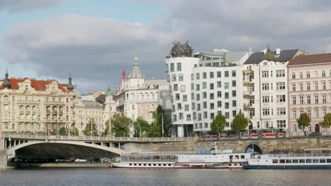 Old town prague from the boat  Stock Footage 253410760