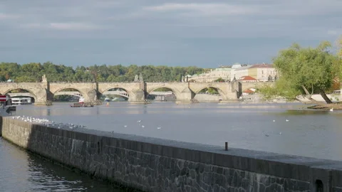 Old town prague from the boat  Stock Footage 253412215