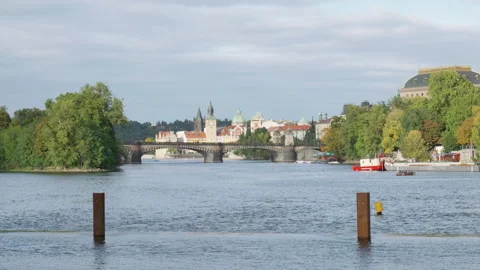 Old town prague from the boat  Stock Footage 253412637