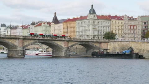 Old town prague from the boat  Stock Footage 253415262