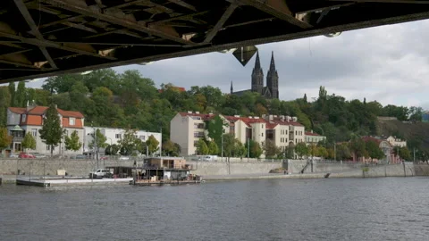 Old town prague from the boat  Stock Footage 253418112