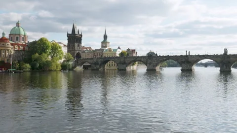 Old town prague from the boat  Stock Footage 253429513
