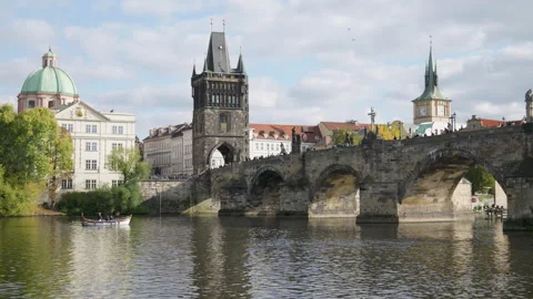 Old town prague from the boat  Stock Footage 253430780