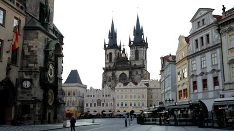 The Old Town in Prague at Dawn Stock Footage 8557073