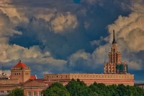 Old Town of Riga on dramatic sunrise, Latvia Stock Photos