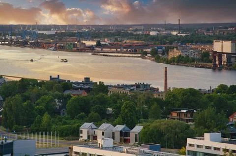 Old Town of Riga on dramatic sunrise, Latvia Stock Photos
