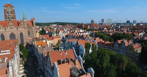 Old Town. Rooftops. Aerial View. Tilt Down Stock Footage 92956170