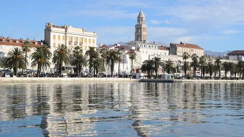 Old town of Split, Central Dalmatia, Croatia. Panorama. Palace of Diocletian. Video stock 122139755