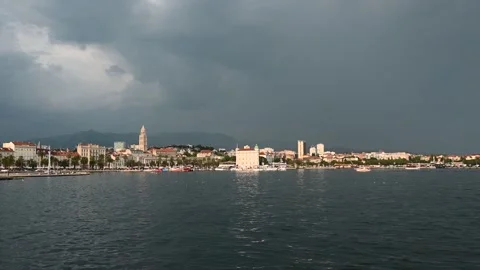 Old town of Split, Dalmatia, Croatia. Panorama. Adriatic sea. Diocletian Stock Footage 157425288