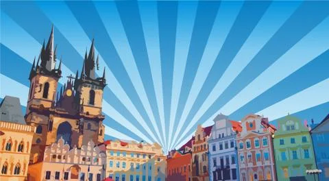 Old town square Stock Illustration