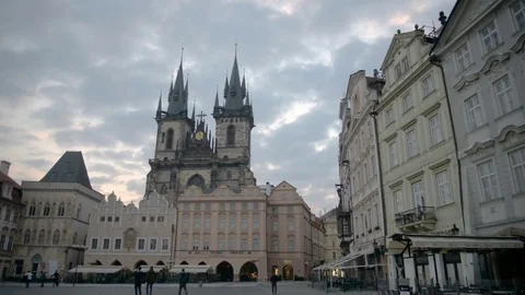 Old town square in Prague, Czech republic, Time lapse Stock Footage 76869007