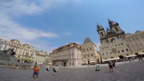 Old Town Square in Prague, Czech Republic - Editorial Use Stock Footage 313906378