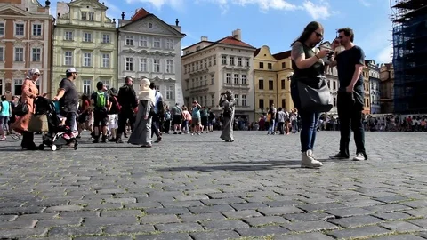 Old Town Square with tourists in Prague, Czech Republic. Stock Footage 84749341