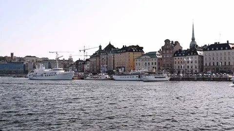Old Town in Stockholm warm summer day Stock Footage