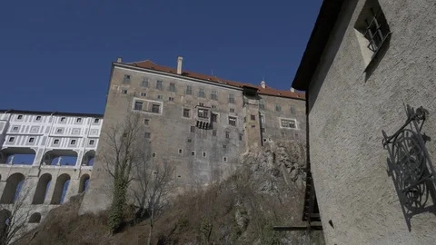 Old town view and castle in Cesky Krumlov 스톡 동영상 76030055
